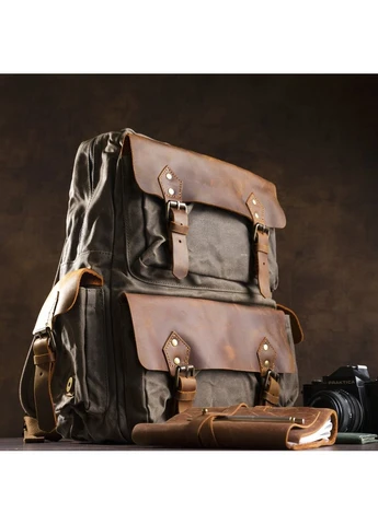 Туристичний рюкзак canvas 20107 Болотний Vintage (394615991)