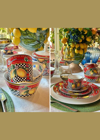 Чайно-кофейный набор Sicilia "Limoni" (Лимоны) 220мл на 6 персон, фарфор Bona (339780150)