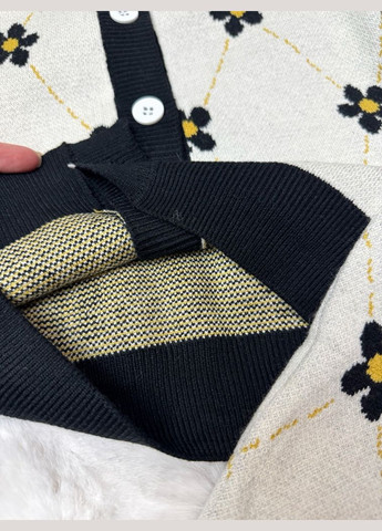 Комбинированный демисезонный комплект для девочки с юбочкой вязаный 10680 No Brand