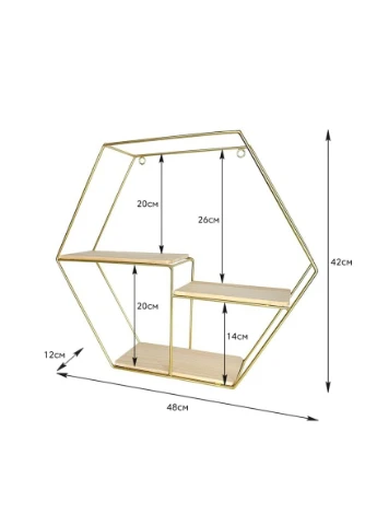 Стильная полка настенная шестиугольник XL 43.5х11.5х49.5 см Sticker Wall (300372559)