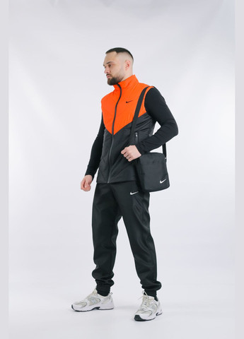 Оранжевый демисезонный комплект мужской "clip": жилетка оранжево-черная + штаны "president" черные. барсетка в подарок! No Brand