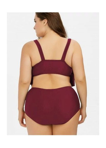 Бордовый летний раздельный купальник большого размера с рюшей China