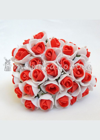 Букетик искусственных Роз из фоамирана, 1,5-2 см, бело-красный, 12 шт No Brand (340486871)