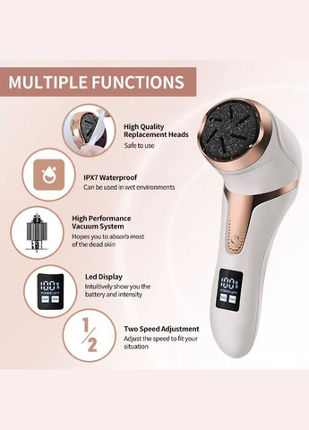 Електрична пилкапемза для п'ят для педикюру Rechargeable Callus Remover MT-510 з LCD дисплеєм Callusan (296107883)