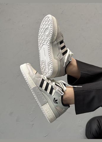 Серые демисезонные кроссовки мужские и женские adidas forum exhibit low grey white | адидас форум серые белые No Brand
