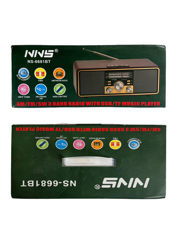Портативне радіо у вінтажному ретростилі AM/FM/SW, з акумулятором, Bluetooth, USB-зарядкою NS-6681BT NNS (365720855)