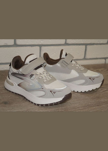 Бежеві осінні кросівки спортивні дитячі бежеві з коричневим BBT