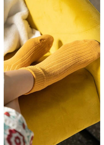 Жёлтые носки женские теплые в рубчик из шерсти 093 wool Steven (349500113)