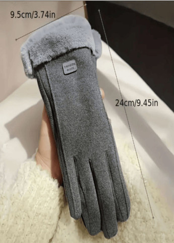 Рукавички на зиму теплі сірі рукавички жіночі на осінь сірого кольору рукавички замшеві на зиму осінні рукавички No Brand (366891190)