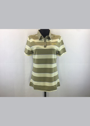 Женская оливковая (хаки) футболка поло Odlo в полоску
