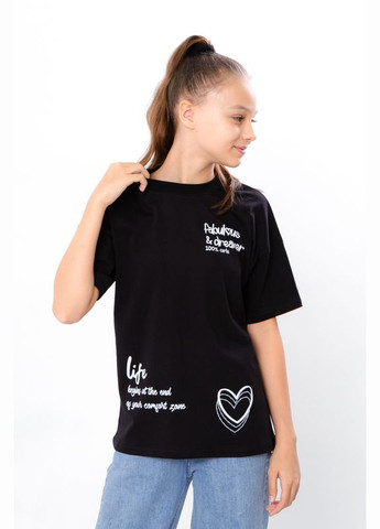 Чорна літня футболка для дівчинки (підліткова) Носи своє