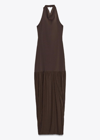 Коричневое кэжуал платье Zara однотонное