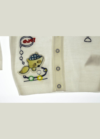 Комбінований зимовий кофта для хлопчика в'язка з лисою 62 см (36217) пуловер BABYKROHA