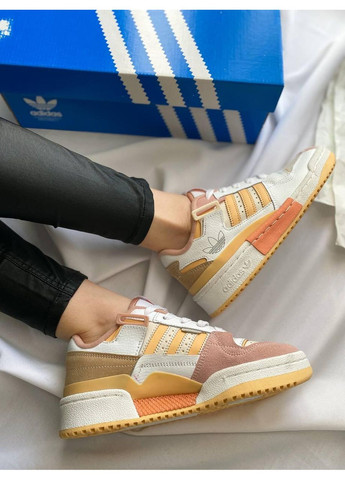 Белые демисезонные кроссовки мужские adidas forum 84 low white orange адидас форум 84 No Brand