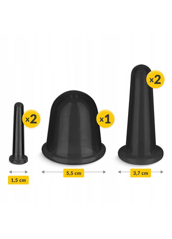 Вакуумні масажні банки силіконові для тіла (китайські/атницелюлітні банки) 5 шт Black () 4FIZJO P-5907739314949 (346533136)