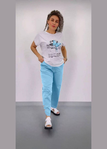 Жіночий костюм двійка із софту колір блакитний р.48/50 454718 New Trend (290111597)