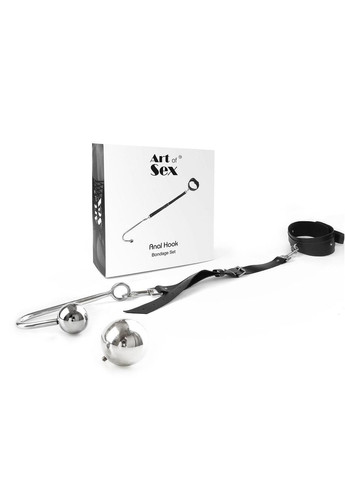 Анальный крюк 4 с ошейником из натуральной кожи Anal hook, Черный Art of Sex (371391431)
