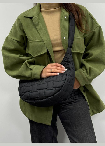 Женская молодежная сумка сумочка багет из плащевки черная серая No Brand (315040745)