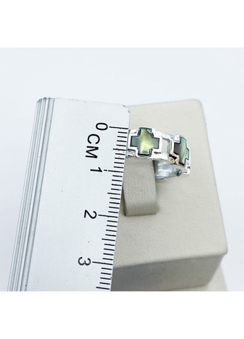 Каблучка срібна з перламутром "Хрестик" 16,5 4,81 г No Brand (370142410)