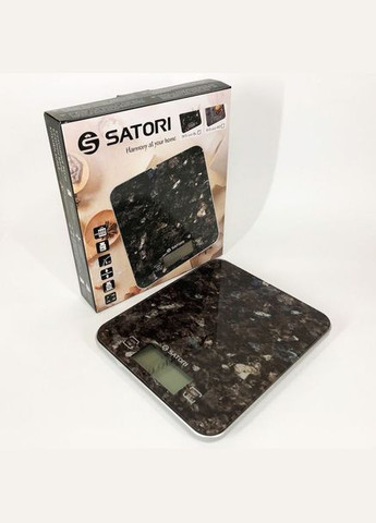 Кухонні настільні електронні ваги SKS-211-BL із сенсорним керуванням до 15кг LCD-дисплей Коричневий Satori (332006257)