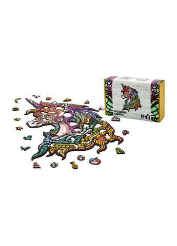 Фігурний деревяний пазл A4 Веселковий Єдиноріг PuzA4-00701, 76 деталей PuzzleOK (330829206)