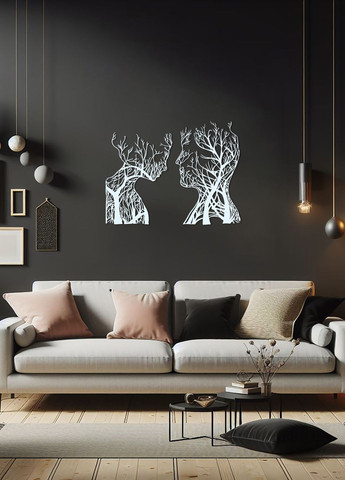 Современная картина на стену, декор для комнаты "Влюбленная пара", минималистичный стиль 60х45 см Woodyard (292013607)