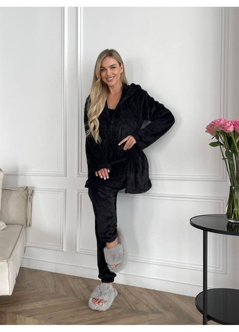 Домашний костюм тройка махра двусторонняя, топ, халат и штаны Україна (364814418)