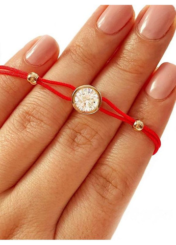 Браслет "Красная Нить с Позолоченной Вставкой" 17см-20см, Позолота No Brand (362535145)