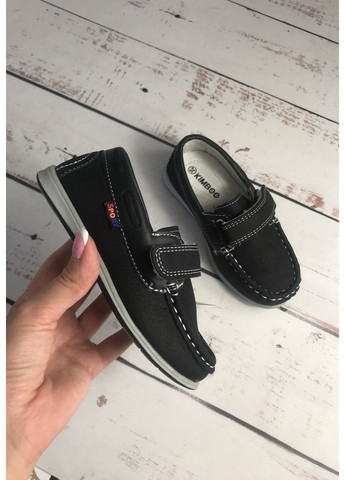 Черные туфли мокасины детские для мальчика kimbo-o черный (575) Kimboo на липучке