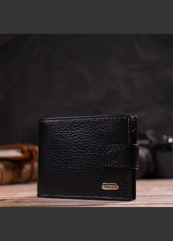 Компактне портмоне для чоловіків у комбінації двох кольорів з натуральної шкіри 21749 Чорне Canpellini (331911252)