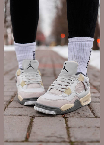 Кросівки зимові жіночі Nike Air Jordan 4 winter beige white fur | Найк Аір Джордан 4 бежеві білі з хутром No Brand бежеві зими (308072623)