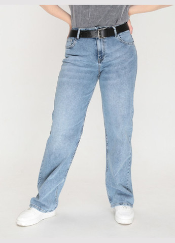 Джинсы женские голубые широкие с высокой посадкой Палаццо Rich - (322999588)