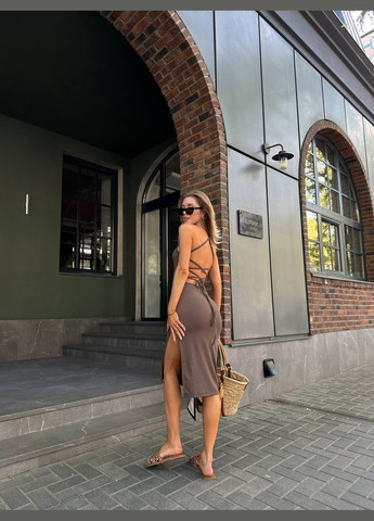 Кавова кежуал сукня N.Family однотонна