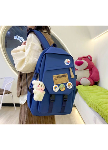 Шкільний набір 5 в 1 рюкзак, сумка-шопер, пенал, сумочка-клатч через плече, сумочка-мішечок синій 1313 No Brand (362475041)