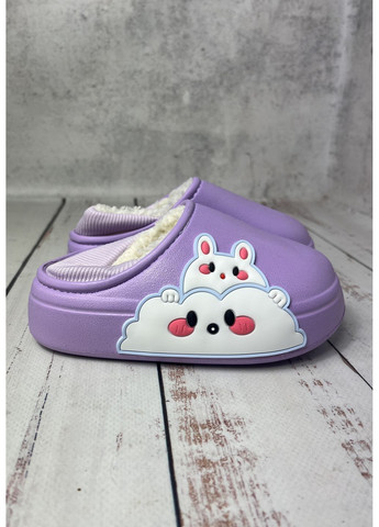 Фиолетовые тапочки галоши детские для девочки фиолетовый (1218-2) Deshman с аппликацией
