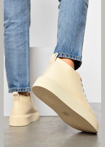 Кроссовки женские бежевого цвета на шнуровке Let's Shop бежевые демисезоны (317318854)