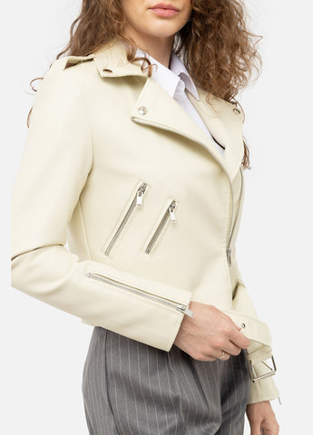 Молочна демісезонна жіноча куртка косуха колір молочний цб-00238377 YOUNG PEPE