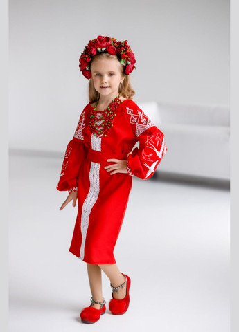 Красная платье вышиванка для девочек ласточка красная (359472960)