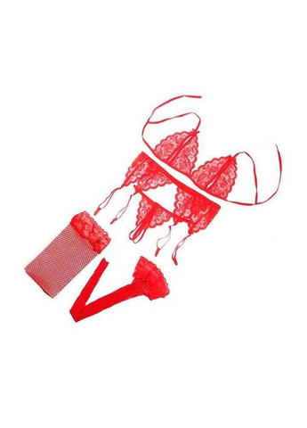 Красный демисезонный элегантный комплект чулок со стильным поясом xs/s красный k0224-3 No Brand