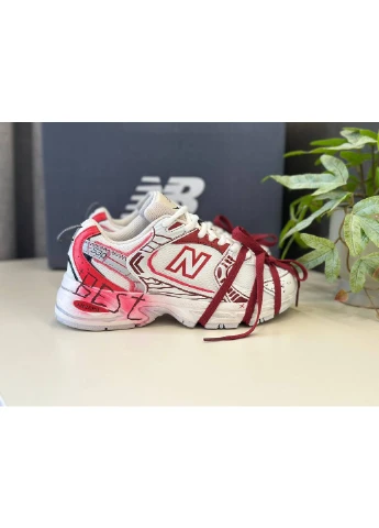 КРОСІВКИ ЖІНОЧІ NEW BALANCE 530 CUSTOM WHITE RED НЬЮ БЕЛАНС 530 БІЛІ No Brand білі демісезони (391006518)