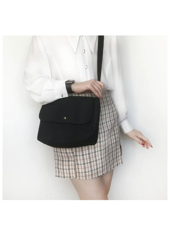 Сумка-месенджер чорна вмістовна крос-боді однотонна casual стиль класична елегантна крос боді базова панк альт корейський тренд No Brand (315501995)