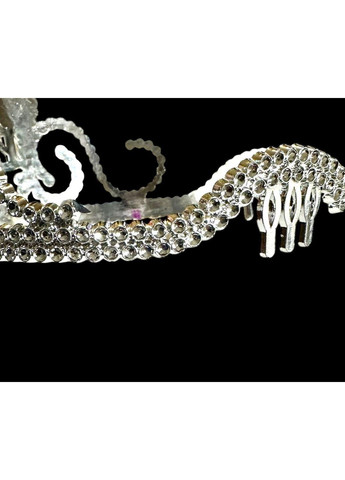 Корона детская праздничная PRINCESS, серебряная с малиновым, для девочки. No Brand (366197665)