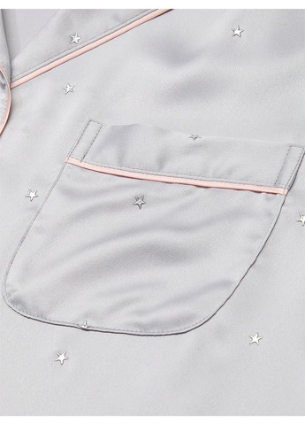 Голубая всесезон сатиновая пижама glazed satin dew drop long pajama set Victoria's Secret