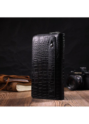 Добротный мужской клатч с одним отделением из натуральной кожи с тиснением под крокодила 22030 Bond (366880478)