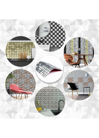 Самоклеящаяся алюминиевая плитка 300х300х3мм Серебряная мозаика SW-00001167 Sticker Wall (362115051)