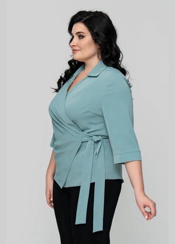 М'ятна блуза прямого силуету з відкладним коміром на зав'язках all posa (ap102337p) A'll Posa