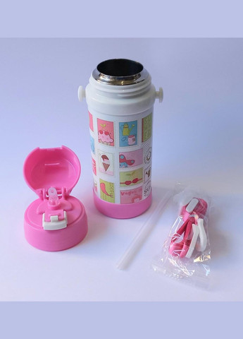 Дитячий термос із нержавіючої сталі з трубочкою 320 мл Розовий 1776pink A-Plus (300001254)