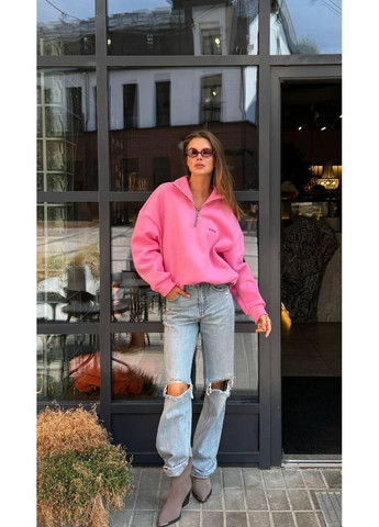 Худи женский оверсайз тепла с высоким горлом на змейке на осень JUGO STYLE H 348 (361146552)