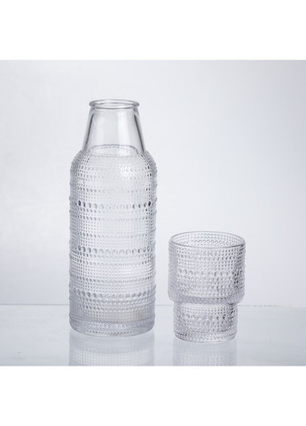 Глечик 700 мл зі склянкою 1 (шт) графин для компоту соку води лимонаду глечик для напоїв Прозорий HP-19-L1 Yiwu (370802346)