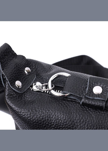 Шкіряна сумка жіноча через плече з незвичайним бігунком брелоком 22615 Чорна Vintage (329195584)